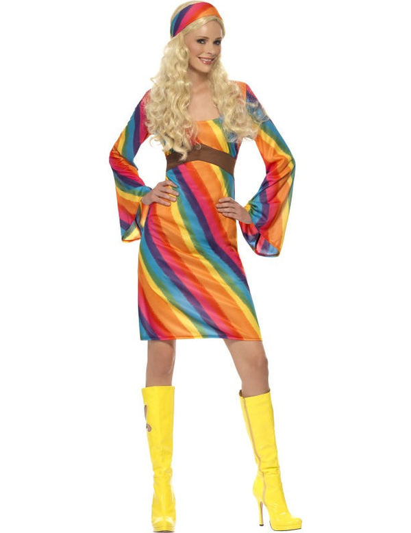 Dames Rainbow Hippie Vrouw Kostuum