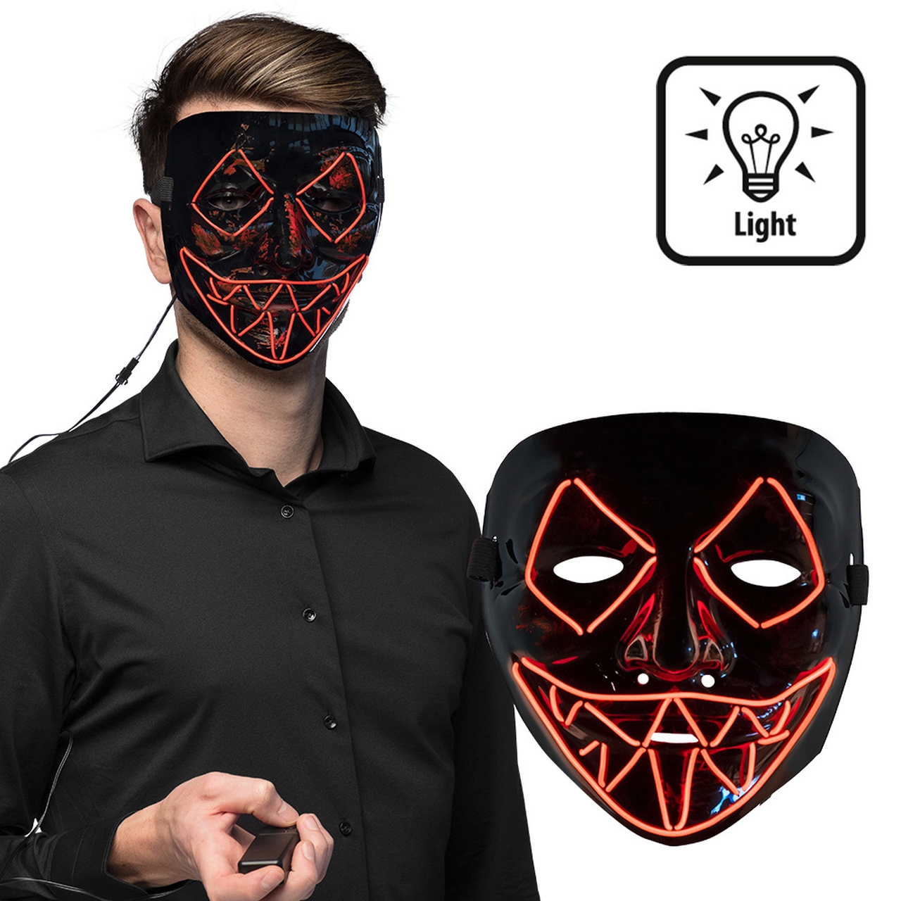 Ledmasker Lightning Killer Smile Rood