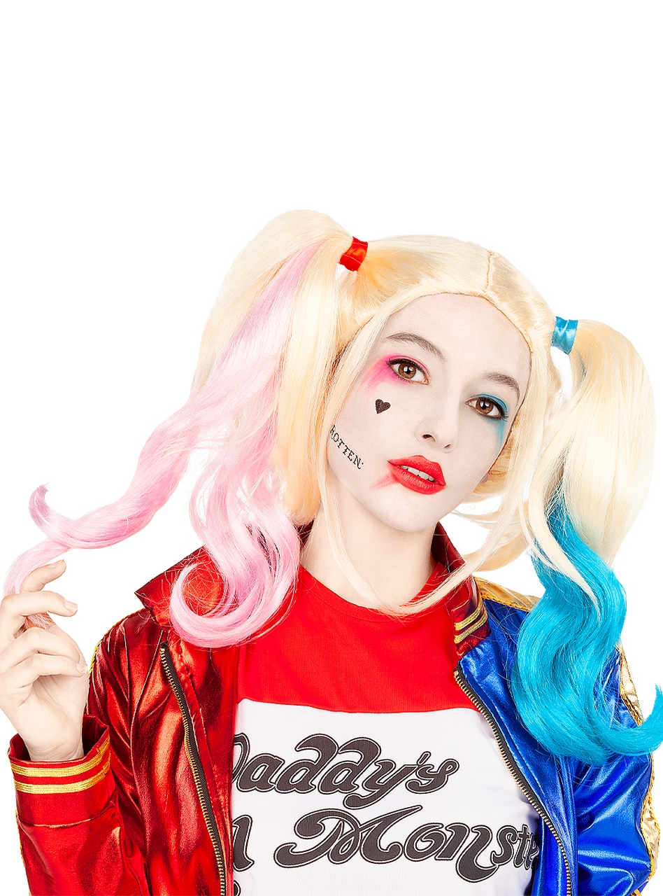 Harley Quinn Pruik Suicide Squad Blond Roze Blauw