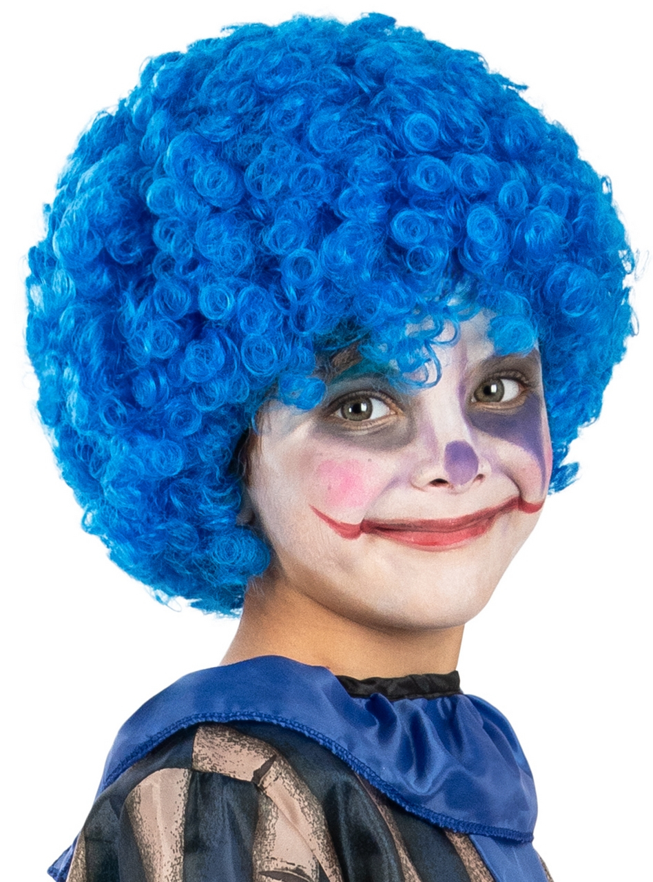 Blauwe Krullenpruik Clown