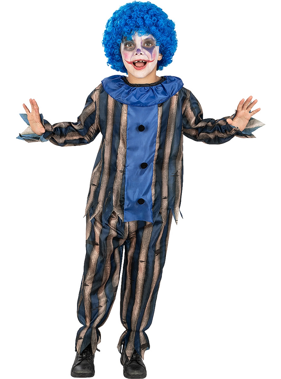 Evil Blue Clown Jongen Kostuum