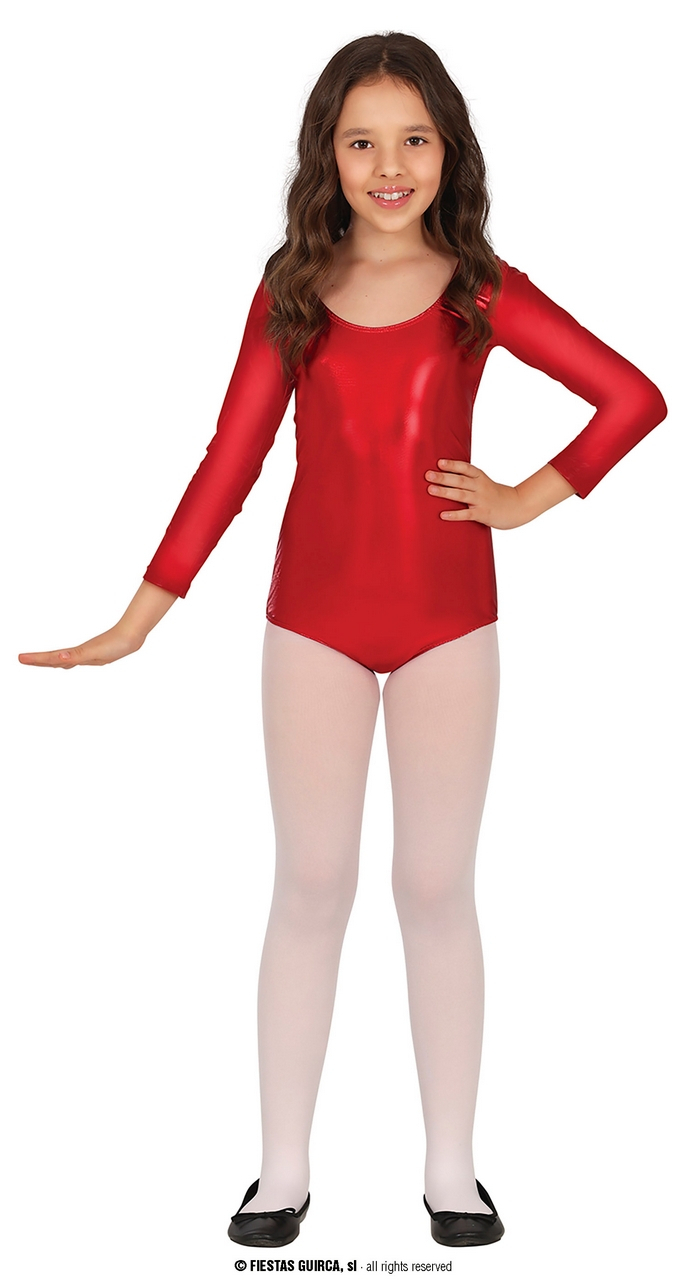 Turnen In Metallic Rood Bodysuit Kind Meisje Kostuum