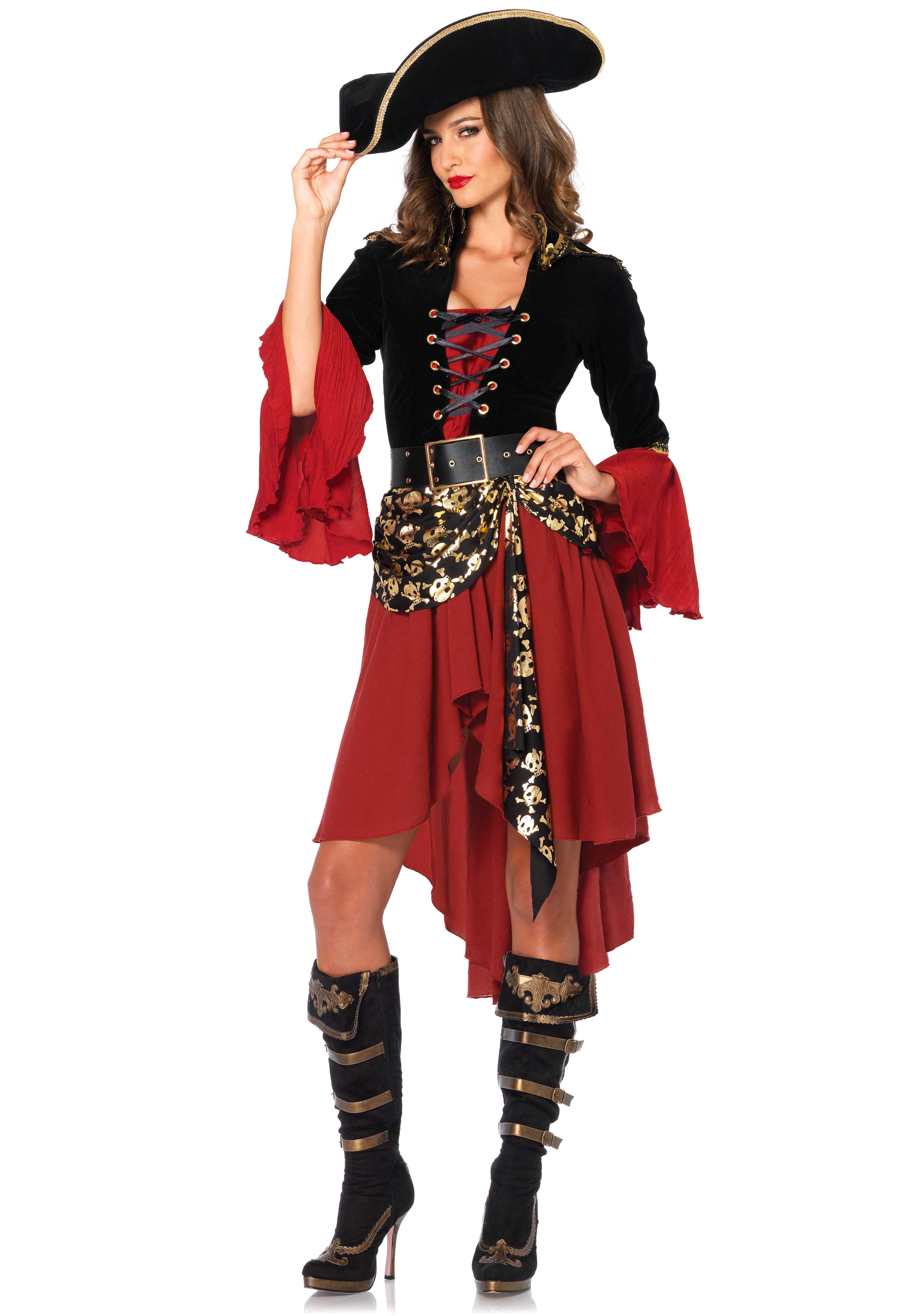 Chique Bonte Pirate Vrouw Kostuum