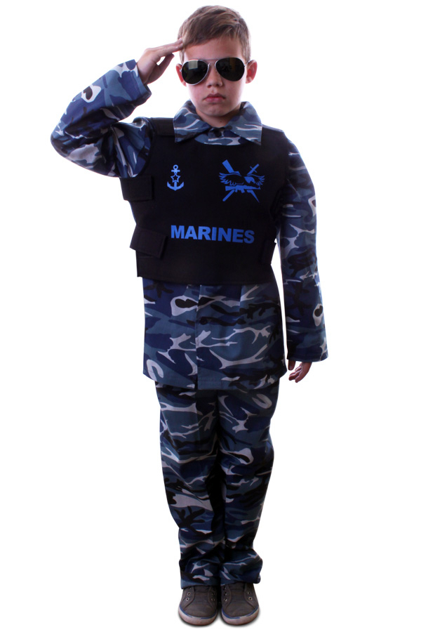 Marinier Paratrooper Kinder Kostuum Blauw Camouflage Jongen