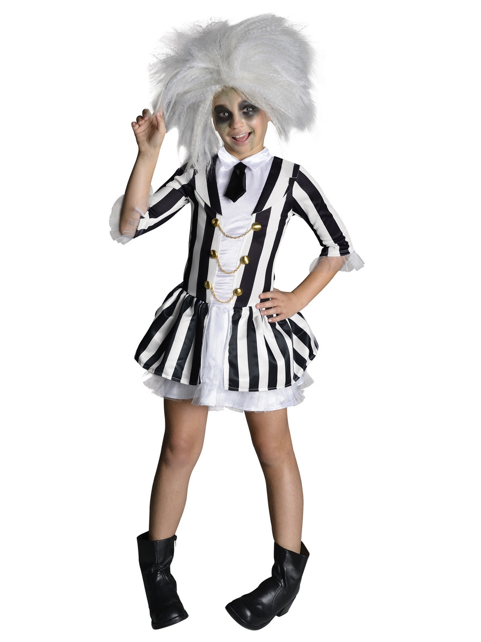 Beetlejuice Black And White Stripe Kind Meisje Kostuum