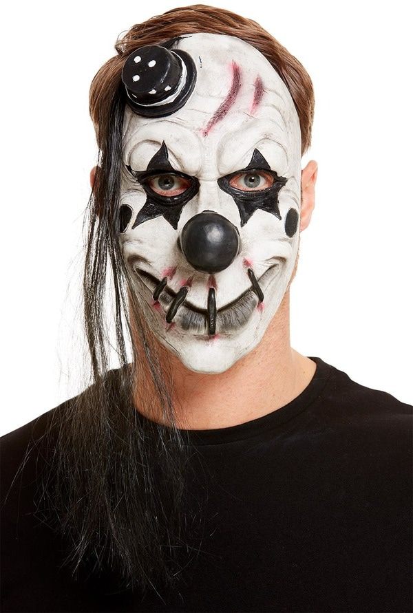 Scary Clown Masker Dicht Genaaide Mond