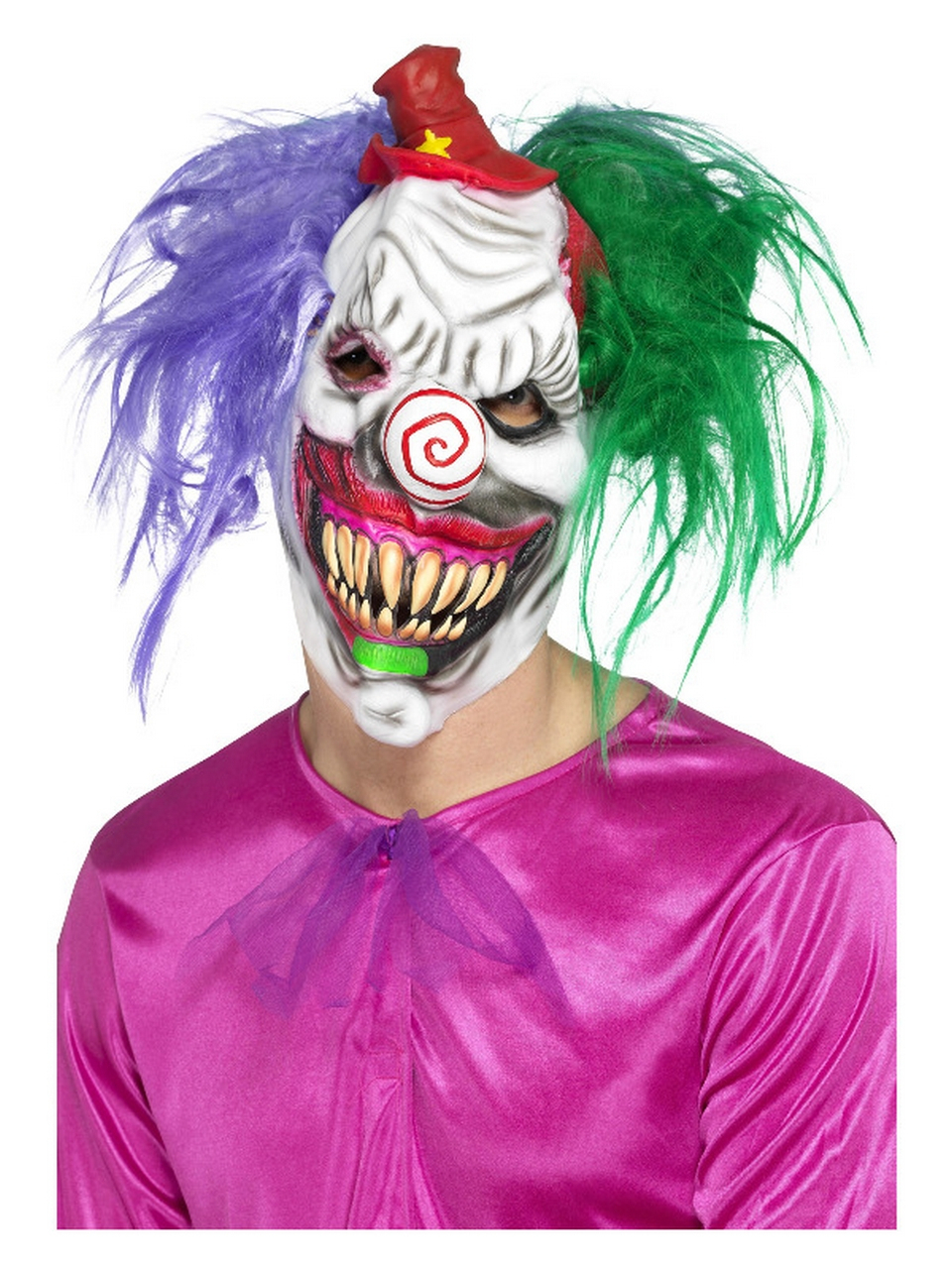 Killer Clown Met Paars En Groen Haar Masker