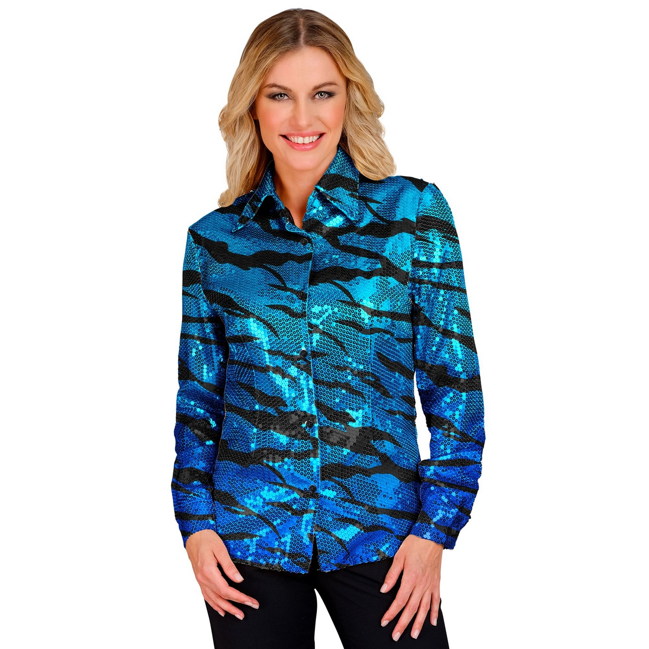 Pailletten Blouse Avatar Blue Water Vrouw