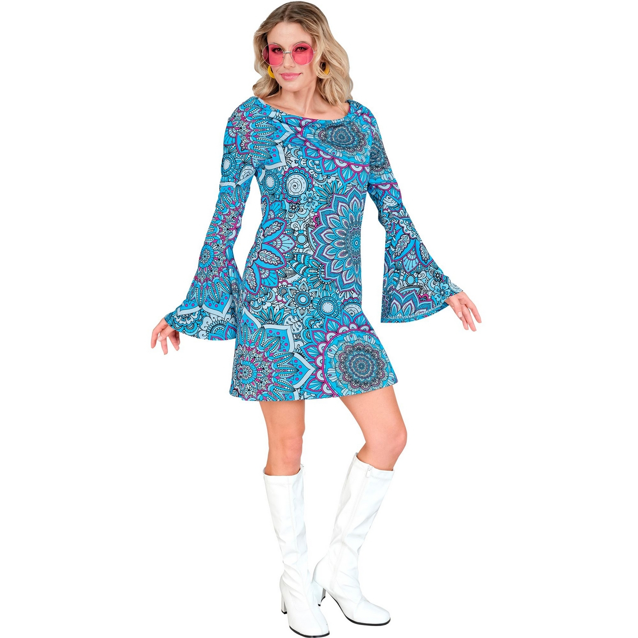 Super 60s Mandala Blue Jurk Vrouw