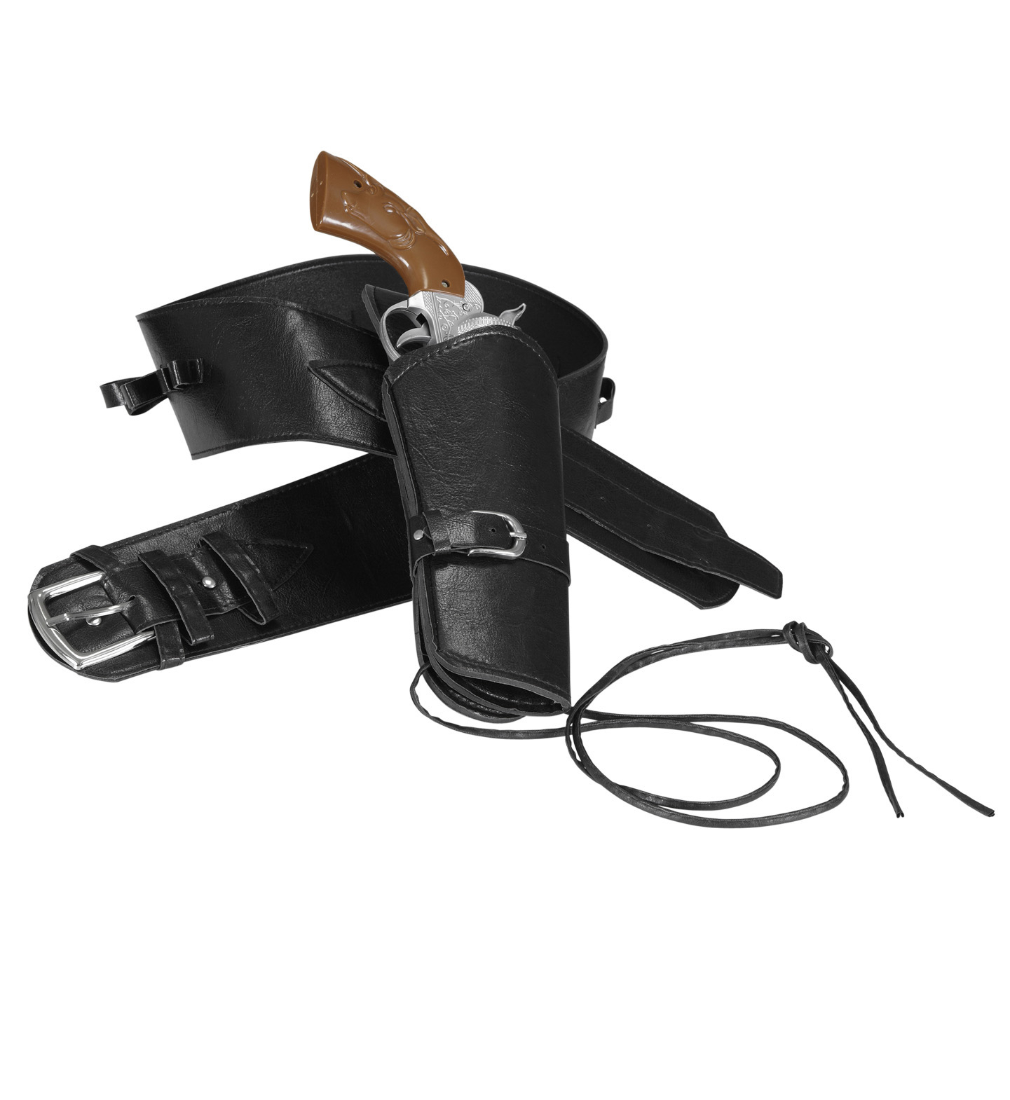 Knallende Cowboy Western Holster Met Riem Lederlook , Zwart