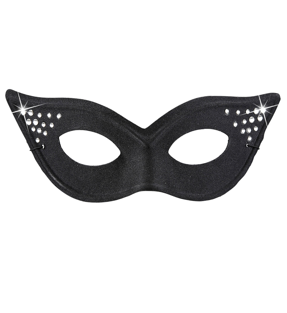 Hot Cat Oogmasker Kat Glamour Met Strass, Zwart