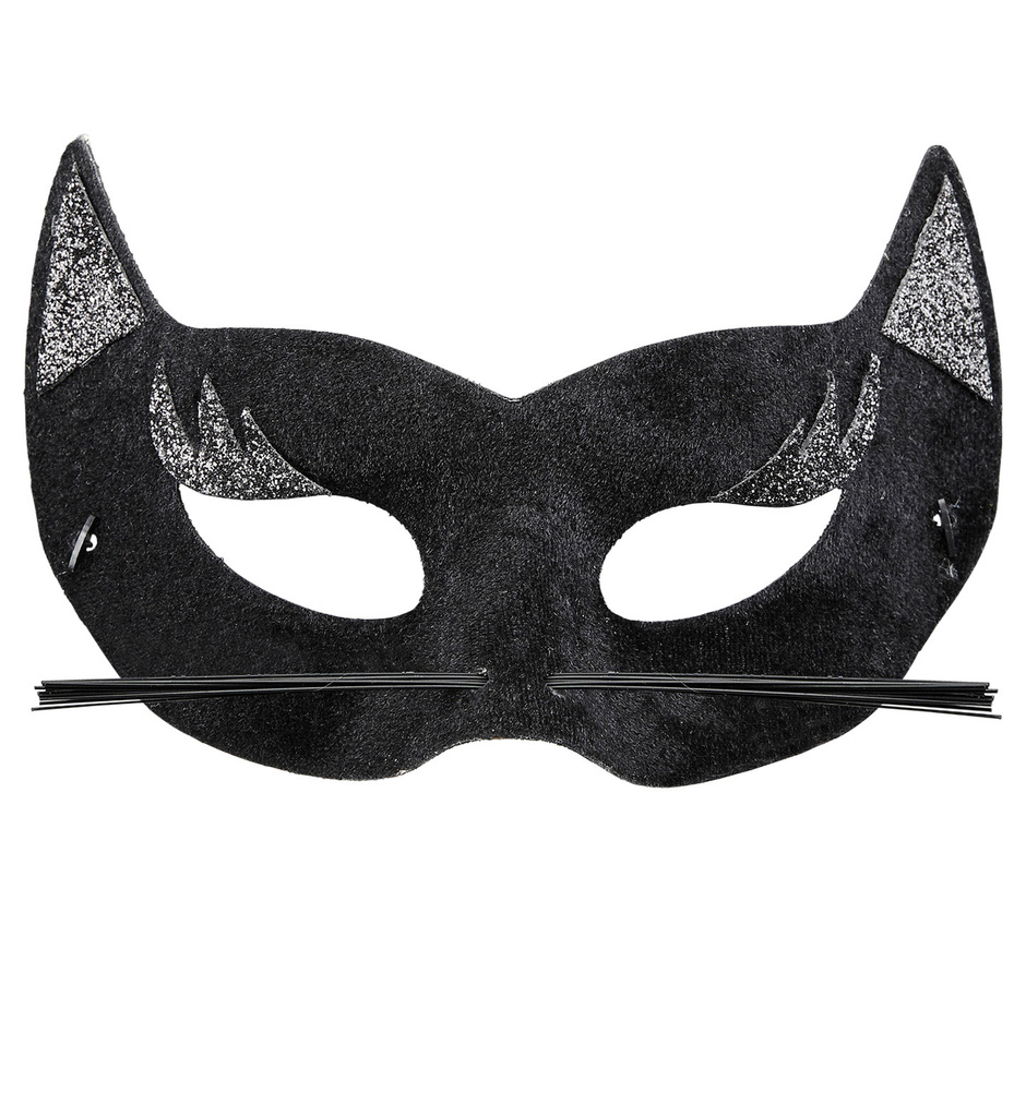 Sexy Oogmasker Fluweel Zwarte Panter Met Glitters