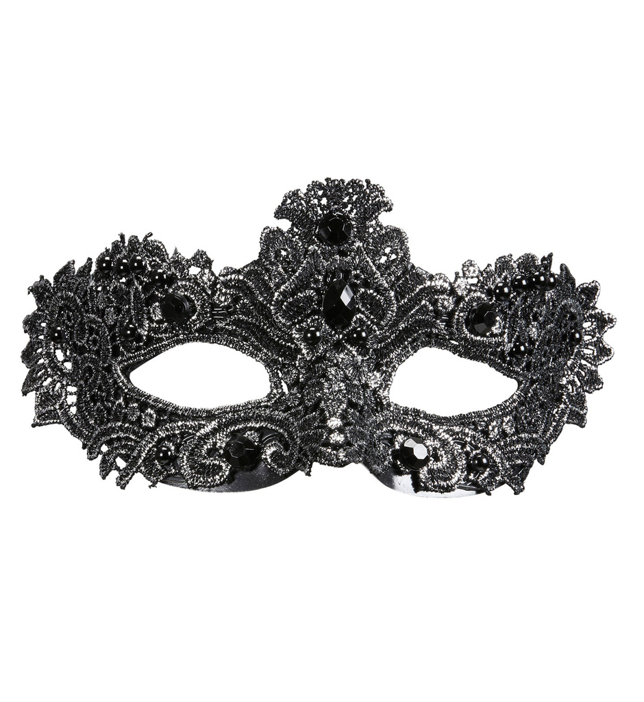 Carnaval Du Lac Oogmasker, Antiek Zilver Met Kant En Stenen