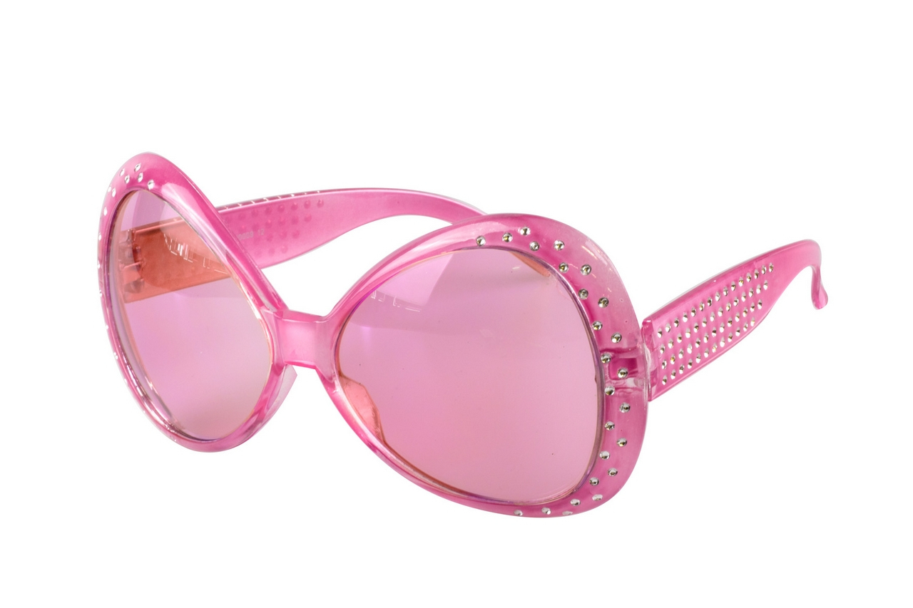 Roze Jaren 70 Bril Met Glittersteentjes