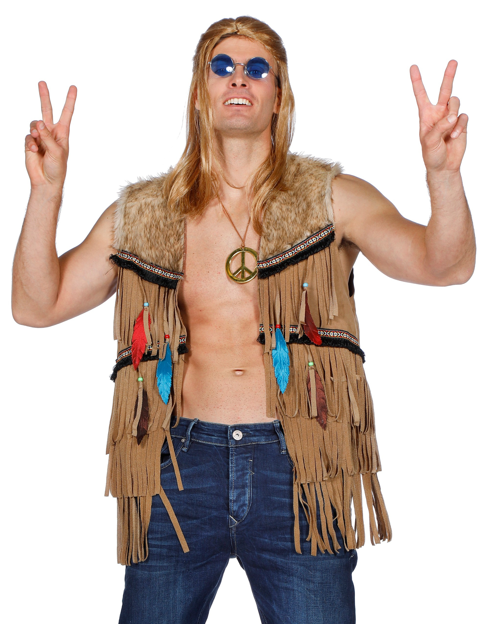 Bruin Vest Indiaan Hippie Joehoe Man